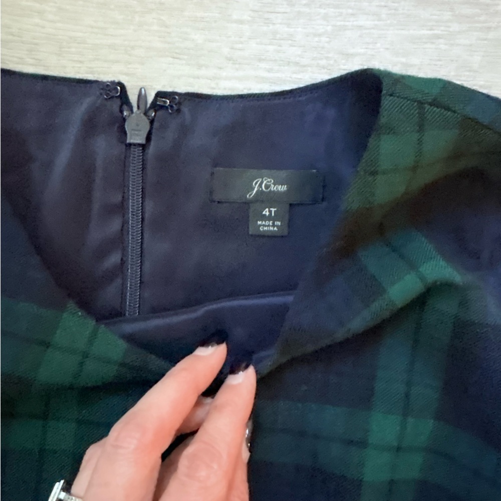 J. Crew Navy and Green Plaid Wool Blend Midi Dress - Picture 4 of 10